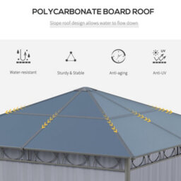Outsunny 3 X 3(M) Hardtop Gazebo For Garden Party W/ Polycarbonate Curtains - thumbnail 4