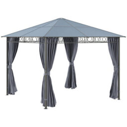 Outsunny 3 X 3(M) Hardtop Gazebo For Garden Party W/ Polycarbonate Curtains - thumbnail 2
