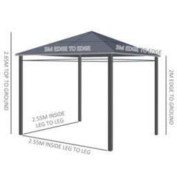 Outsunny 3 X 3(M) Hardtop Gazebo For Garden Party W/ Polycarbonate Curtains - thumbnail 3