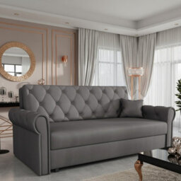 Viva Roma Iv Living Room Sofa Bed With Hr Foam Wave Springs Metal Legs And Wooden Frame 188X85X98Cm Dark Grey - thumbnail 1
