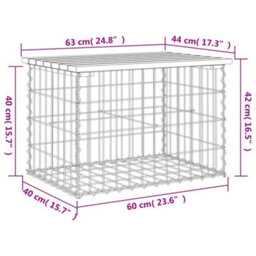 Berkfield Garden Bench Gabion Design 63X44X42 Cm Solid Wood Douglas - thumbnail 8