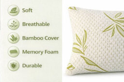 Molten Creek Bamboo Memory Foam Pillow, Shredded Filling, Hypoallergenic Neck Support, 48X74Cm (2) - thumbnail 3