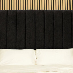 "Urban Textures - Apollo Luxury 26"" High Chenille Fabric Upholstered Line Headboard - Black" - thumbnail 1