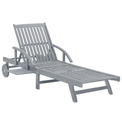 Vidaxl Garden Sun Lounger Grey Solid Acacia Wood - image 1