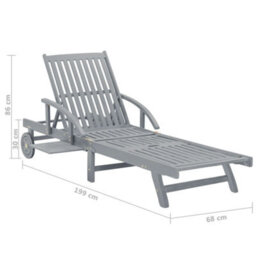 Vidaxl Garden Sun Lounger Grey Solid Acacia Wood - thumbnail 8