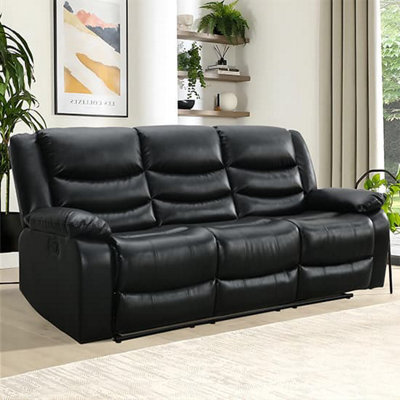 Furniture in Fashion Sorreno Bonded Leather Recliner 3 Seater Sofa In Black - image 1