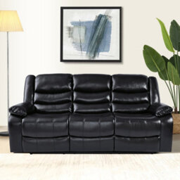 Furniture in Fashion Sorreno Bonded Leather Recliner 3 Seater Sofa In Black - thumbnail 3