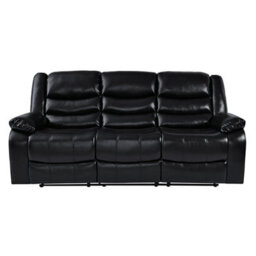 Furniture in Fashion Sorreno Bonded Leather Recliner 3 Seater Sofa In Black - thumbnail 7
