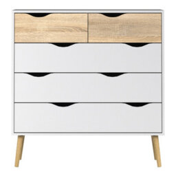 Oslo Chest Of 5 Drawers In White And Oak - thumbnail 2