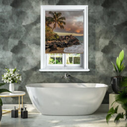Lister Cartwright Photographic Blackout Roller Blinds For Bedroom Windows - (150 X 140 Cm) - Beach Palm Tree - thumbnail 5