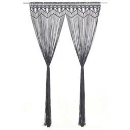 Berkfield Macrame Curtain Anthracite 140X240 Cm Cotton - thumbnail 1