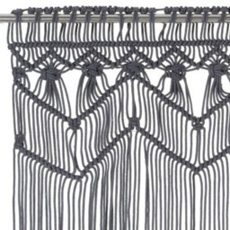 Berkfield Macrame Curtain Anthracite 140X240 Cm Cotton - thumbnail 3