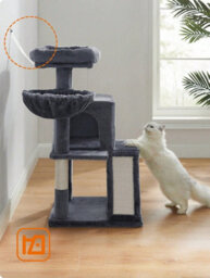 LEDREM Cat Tree, 168 Cm Large Cat Tower Condo With 13 Scratching Posts, 1 Scratching Ramp, 2 Perches, 2 Caves, Basket, Hammock, Pompoms - thumbnail 9
