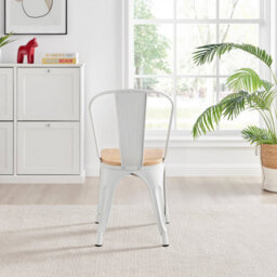 Furniturebox Set Of 2 White Colton Tolix Style Stackable Industrial Metal Dining Chair With Pine Seat - thumbnail 6