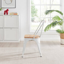 Furniturebox Set Of 2 White Colton Tolix Style Stackable Industrial Metal Dining Chair With Pine Seat - thumbnail 5