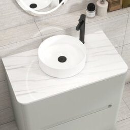 Royal Bathrooms Venice 800mm Dove Grey Freestanding Vanity Unit 2 Drawer With Carrara White Undrilled Worktop & Without Basin - thumbnail 6