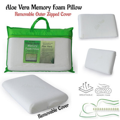 ARLinens Aloe Vera Pillow Memory Foam Filled With Removable Zipped Cover Anti Allergenic Bounce Back Pillows - image 1