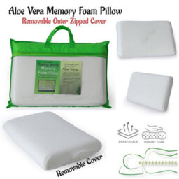 ARLinens Aloe Vera Pillow Memory Foam Filled With Removable Zipped Cover Anti Allergenic Bounce Back Pillows - thumbnail 1