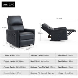 More4Homes Madrid Manual Recliner Air Leather Chair (Black) - thumbnail 9