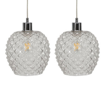 First Choice Lighting Set Of 2 Baine - Clear Textured Glass Easy Fit Pendant Shades - image 1