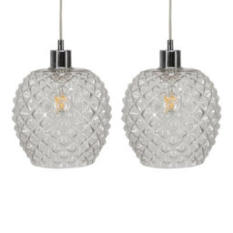 First Choice Lighting Set Of 2 Baine - Clear Textured Glass Easy Fit Pendant Shades - thumbnail 1