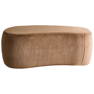 Wyld And Coco Brown Faux Fur Pouffe - Oval Bed Bench Stool For Living Room And Bedroom Décor, Premium Comfort - image 1