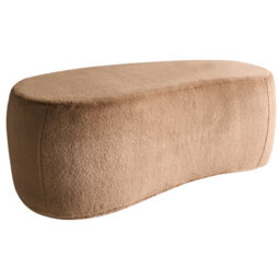 Wyld And Coco Brown Faux Fur Pouffe - Oval Bed Bench Stool For Living Room And Bedroom Décor, Premium Comfort - thumbnail 4