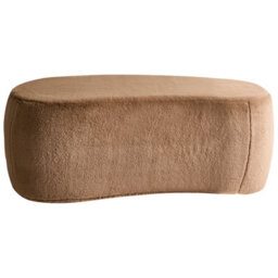 Wyld And Coco Brown Faux Fur Pouffe - Oval Bed Bench Stool For Living Room And Bedroom Décor, Premium Comfort - thumbnail 1
