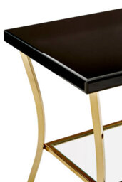 Orsina Stylish Black Mirror Side Table, Decent Gold Finish Bedside Table, Contemporary Decorative Table For Lounge - thumbnail 4