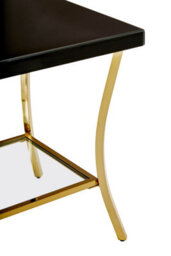 Orsina Stylish Black Mirror Side Table, Decent Gold Finish Bedside Table, Contemporary Decorative Table For Lounge - thumbnail 3