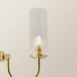Valuelights Canya 3 Way Brushed Gold Ceiling Light Chandelier With Clear Ribbed Shades - thumbnail 3