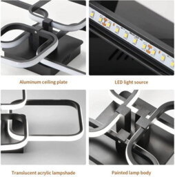 Pheashine Black Led Ceiling Light 4-Square Modern Design 60W 6000K - thumbnail 5