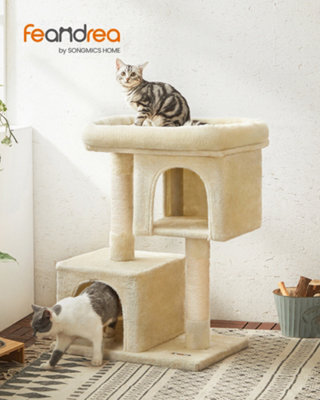 LEDREM 84 Cm Cat Tree, Plush Cat Tower, Perfect Cat Tree With Large Cat Perch, 2 Cat Caves, Thick Cat Scratching Post, Cat Furniture - image 1