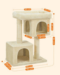 LEDREM 84 Cm Cat Tree, Plush Cat Tower, Perfect Cat Tree With Large Cat Perch, 2 Cat Caves, Thick Cat Scratching Post, Cat Furniture - thumbnail 9