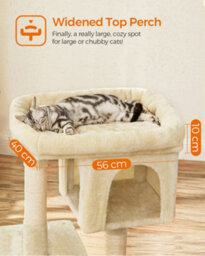 LEDREM 84 Cm Cat Tree, Plush Cat Tower, Perfect Cat Tree With Large Cat Perch, 2 Cat Caves, Thick Cat Scratching Post, Cat Furniture - thumbnail 3