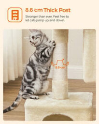 LEDREM 84 Cm Cat Tree, Plush Cat Tower, Perfect Cat Tree With Large Cat Perch, 2 Cat Caves, Thick Cat Scratching Post, Cat Furniture - thumbnail 5