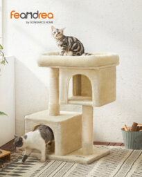 LEDREM 84 Cm Cat Tree, Plush Cat Tower, Perfect Cat Tree With Large Cat Perch, 2 Cat Caves, Thick Cat Scratching Post, Cat Furniture - thumbnail 1