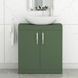 Royal Bathrooms Turin 600mm Freestanding Bathroom Vanity Unit With Sink 2 Door Matt Green & Cesar Countertop Basin - thumbnail 1