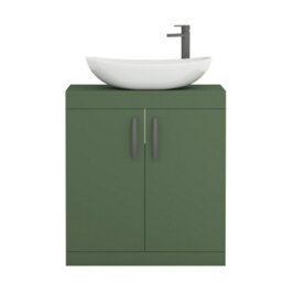 Royal Bathrooms Turin 600mm Freestanding Bathroom Vanity Unit With Sink 2 Door Matt Green & Cesar Countertop Basin - thumbnail 5