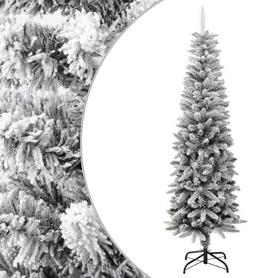 Berkfield Artificial Slim Christmas Tree With Flocked Snow 180 Cm Pvc&pe - image 1