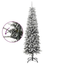 Berkfield Artificial Slim Christmas Tree With Flocked Snow 180 Cm Pvc&pe - thumbnail 3