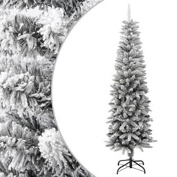 Berkfield Artificial Slim Christmas Tree With Flocked Snow 180 Cm Pvc&pe - thumbnail 1
