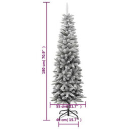 Berkfield Artificial Slim Christmas Tree With Flocked Snow 180 Cm Pvc&pe - thumbnail 8
