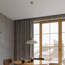 Luminosa Lighting Luminosa 1 Light Dome Ceiling Pendant White, Natural Wood, E27 - thumbnail 7