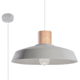 Luminosa Lighting Luminosa 1 Light Dome Ceiling Pendant White, Natural Wood, E27 - thumbnail 3
