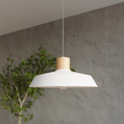 Luminosa Lighting Luminosa 1 Light Dome Ceiling Pendant White, Natural Wood, E27 - thumbnail 8