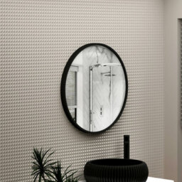 Royal Bathrooms Elmore 600 X 600mm Wall Mounted Bathroom Mirror Round Matt Black Aluminium Framed Non-Led Minimalist Design - thumbnail 5