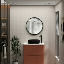 Royal Bathrooms Elmore 600 X 600mm Wall Mounted Bathroom Mirror Round Matt Black Aluminium Framed Non-Led Minimalist Design - thumbnail 4