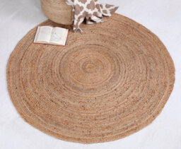 Second Nature Online Dhaka Rustic Extra Large Round Rug Hand Woven Mat With Natural Fibre Indian Jute Flat Pile - thumbnail 4