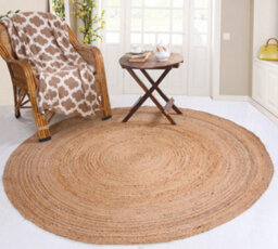 Second Nature Online Dhaka Rustic Extra Large Round Rug Hand Woven Mat With Natural Fibre Indian Jute Flat Pile - thumbnail 5